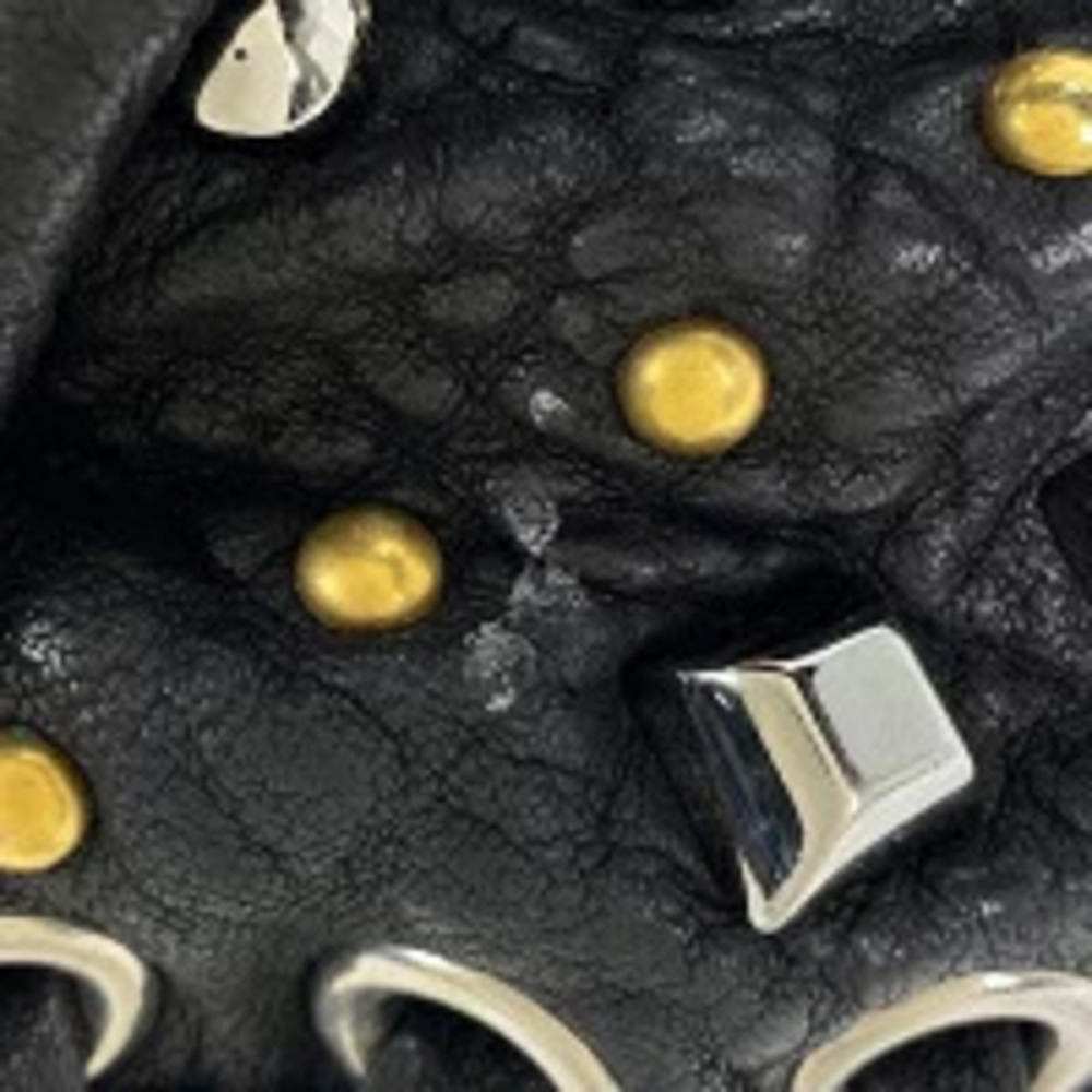 Miu Miu Bag Black Studded Shoulder Leather Tote Black